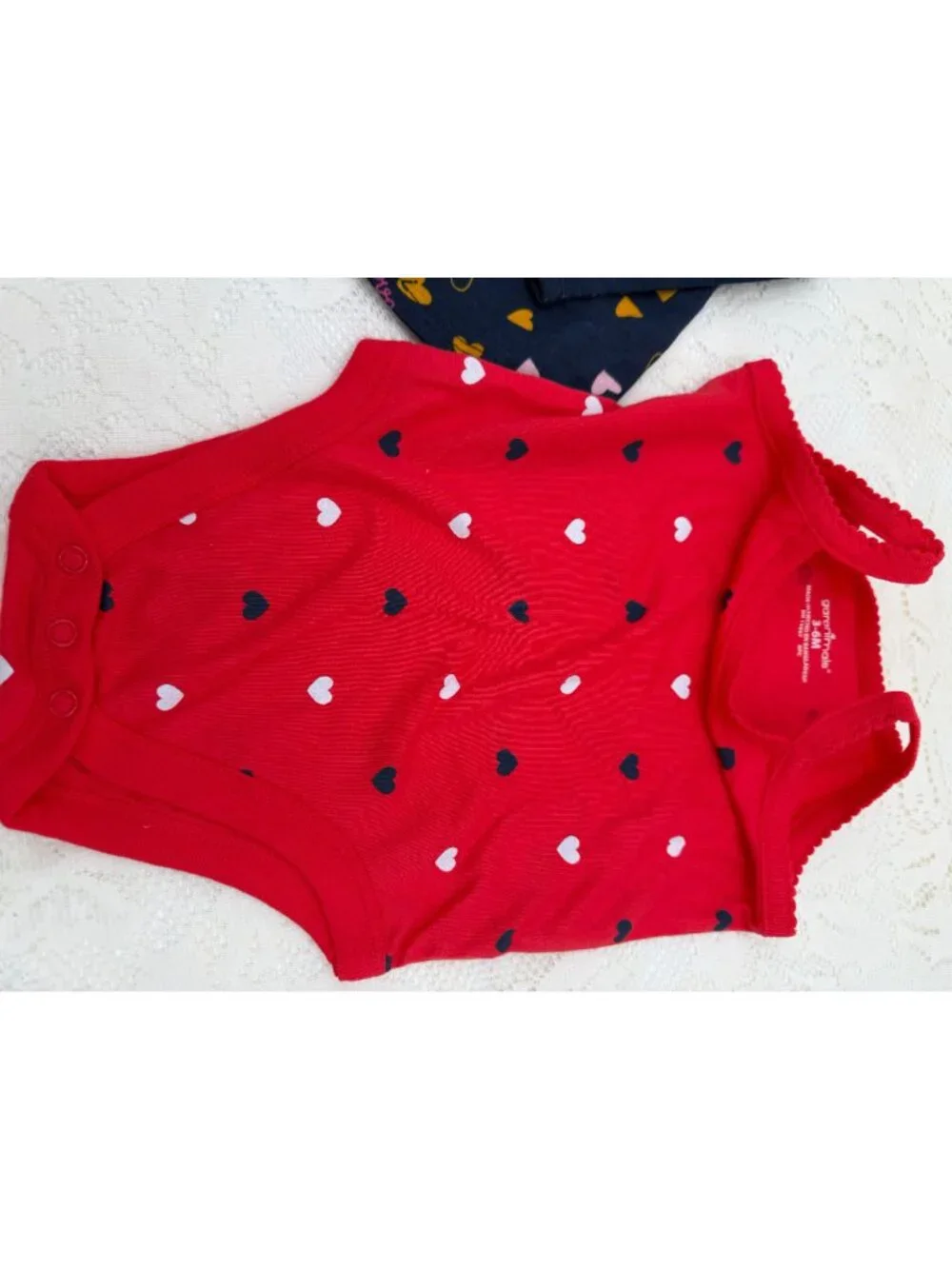 Garanimals Baby 2-Piece Outfit Set Heart Print Top & Bodysuit 3-6M Navy & Red